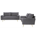 Ensemble de salon 2 pièces Villeda en velours, de style moderne du milieu du siècle