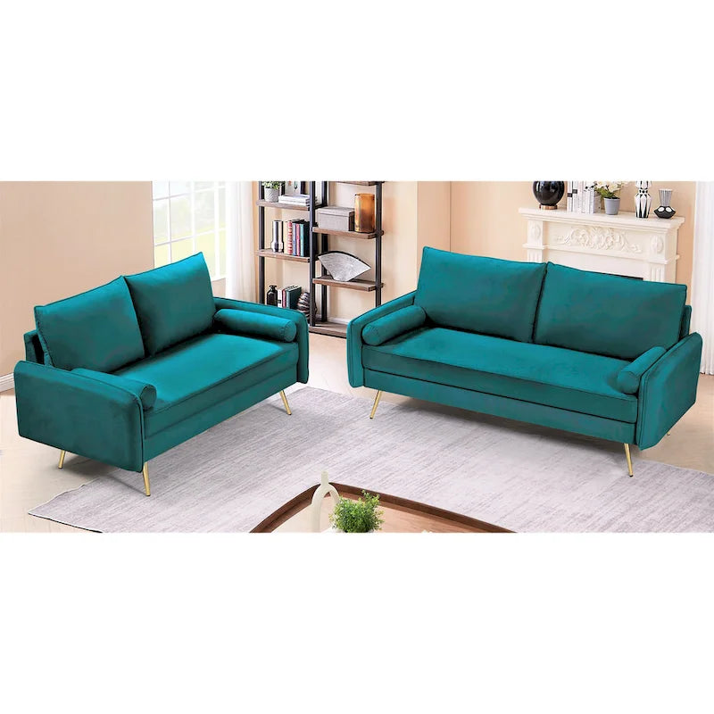 Ensemble de salon 2 pièces Villeda en velours, de style moderne du milieu du siècle