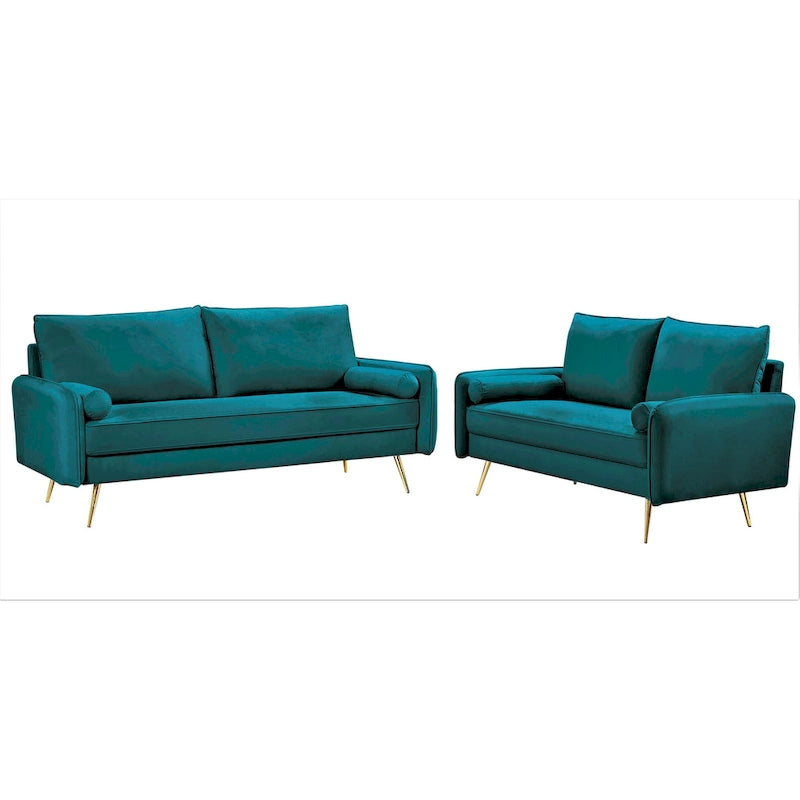 Ensemble de salon 2 pièces Villeda en velours, de style moderne du milieu du siècle