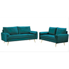 Ensemble de salon 2 pièces Villeda en velours, de style moderne du milieu du siècle