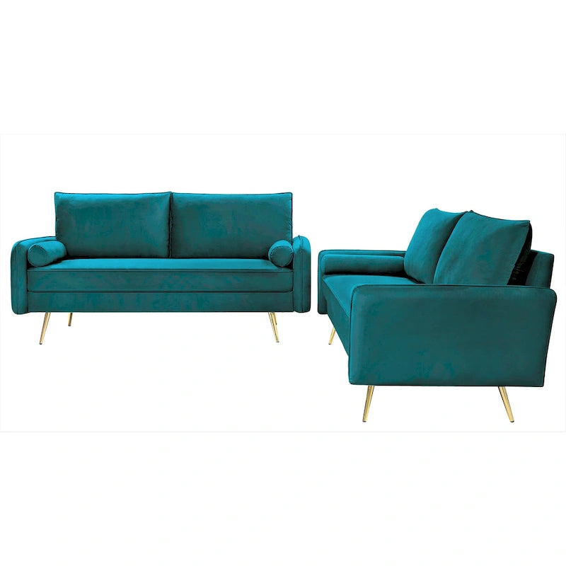 Ensemble de salon 2 pièces Villeda en velours, de style moderne du milieu du siècle