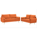 Ensemble de salon 2 pièces Villeda en velours, de style moderne du milieu du siècle