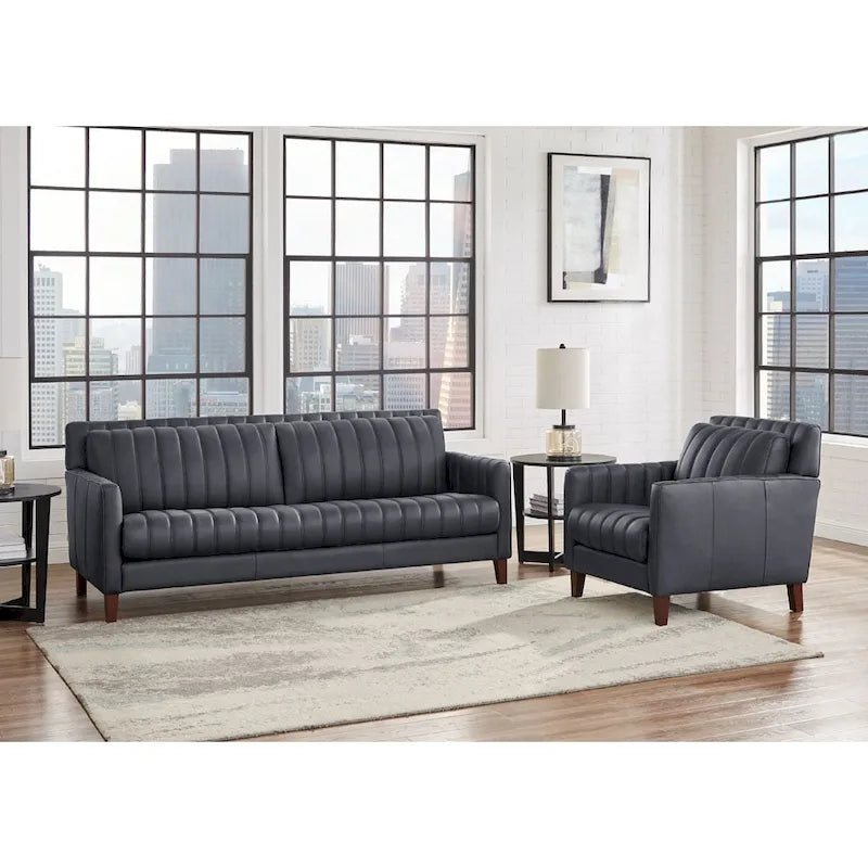 Ensemble Hydeline Ennis en cuir pleine fleur, canapé et fauteuil – canapé, fauteuil