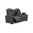 Signature Design by Ashley HyllMont graues elektrisch verstellbares Relax-Loveseat mit Konsole – 71.75 W x 39 D x 44 H