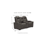 Signature Design by Ashley HyllMont graues elektrisch verstellbares Relax-Loveseat mit Konsole – 71.75 W x 39 D x 44 H