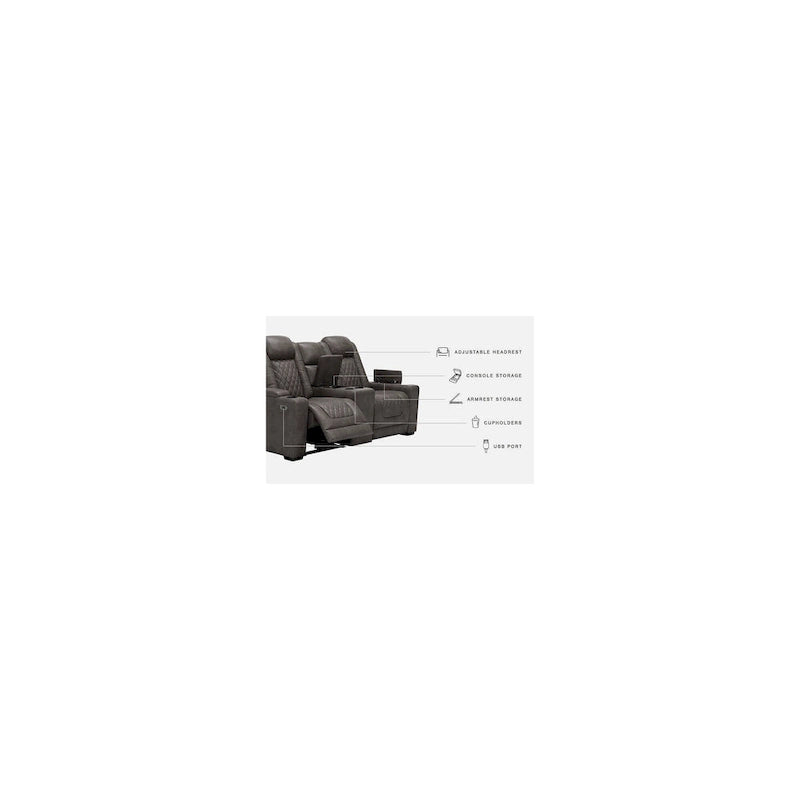Signature Design by Ashley HyllMont graues elektrisch verstellbares Relax-Loveseat mit Konsole – 71.75 W x 39 D x 44 H