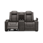 Signature Design by Ashley HyllMont graues elektrisch verstellbares Relax-Loveseat mit Konsole – 71.75 W x 39 D x 44 H