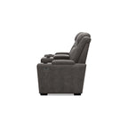 Signature Design by Ashley HyllMont graues elektrisch verstellbares Relax-Loveseat mit Konsole – 71.75 W x 39 D x 44 H