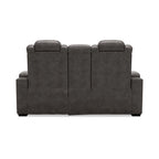 Signature Design by Ashley HyllMont graues elektrisch verstellbares Relax-Loveseat mit Konsole – 71.75 W x 39 D x 44 H