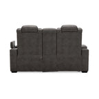 Signature Design by Ashley HyllMont graues elektrisch verstellbares Relax-Loveseat mit Konsole – 71.75 W x 39 D x 44 H