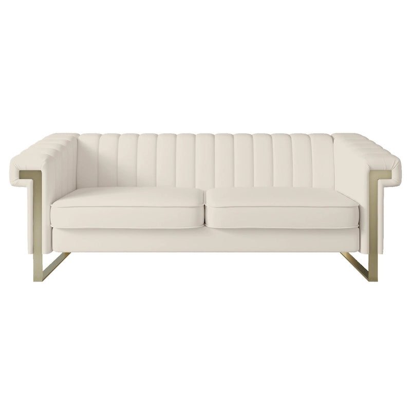 Canapé Chesterfield traditionnel capitonné en velours Takefuns, avec coussins amovibles et pieds dorés