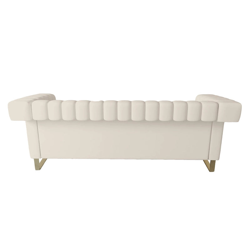 Canapé Chesterfield traditionnel capitonné en velours Takefuns, avec coussins amovibles et pieds dorés