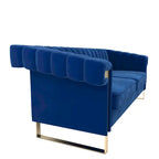 Canapé Chesterfield traditionnel capitonné en velours Takefuns, avec coussins amovibles et pieds dorés