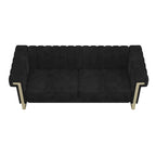 Canapé Chesterfield traditionnel capitonné en velours Takefuns, avec coussins amovibles et pieds dorés
