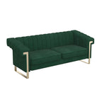 Canapé Chesterfield traditionnel capitonné en velours Takefuns, avec coussins amovibles et pieds dorés