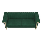 Canapé Chesterfield traditionnel capitonné en velours Takefuns, avec coussins amovibles et pieds dorés