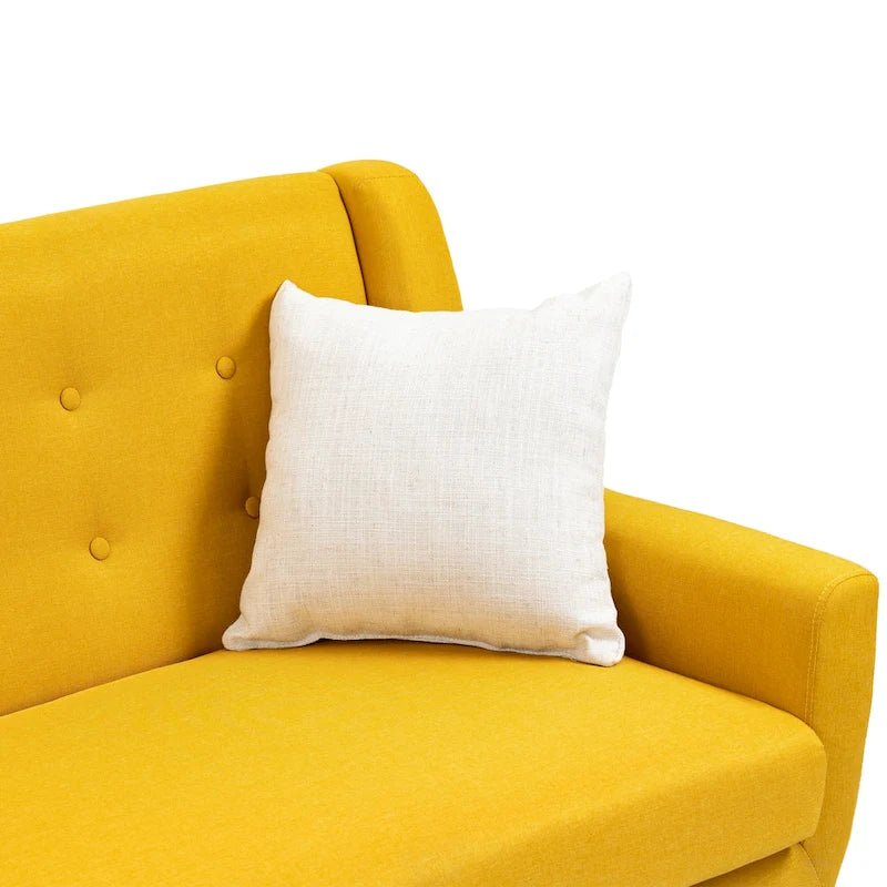 Modern Curved 63 Button Tufted Upholstered Loveseat with 2 Pillows