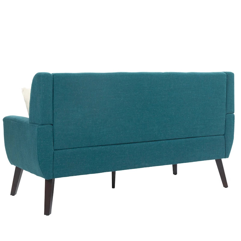 Modern Curved 63 Button Tufted Upholstered Loveseat with 2 Pillows