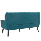 Modern Curved 63 Button Tufted Upholstered Loveseat with 2 Pillows