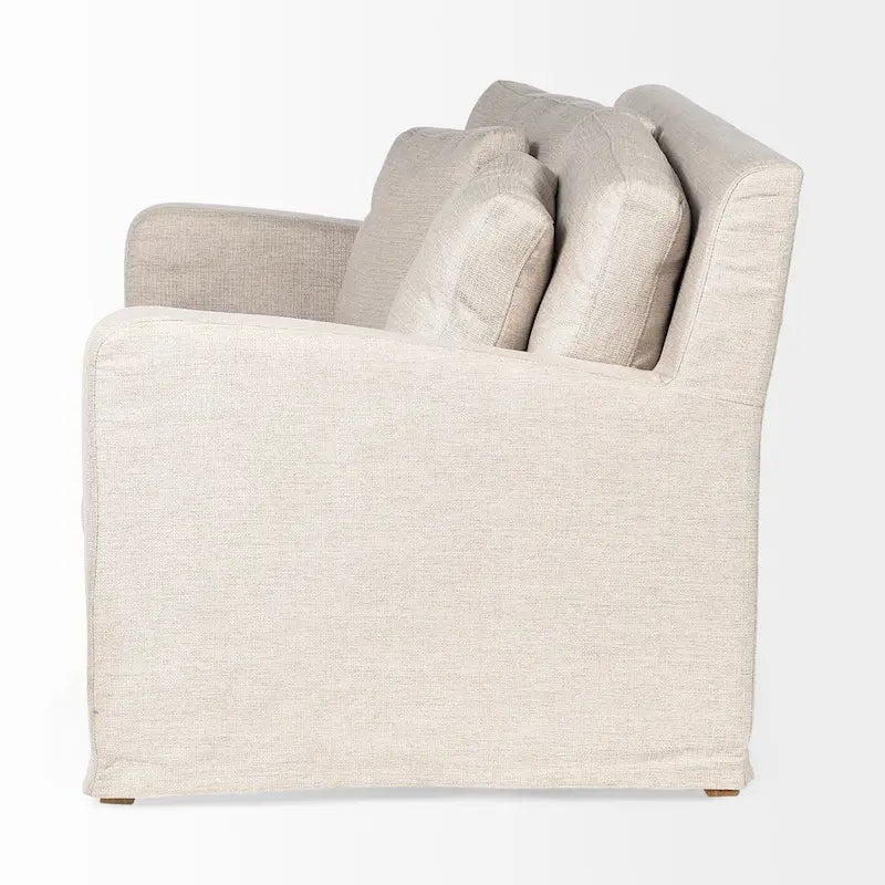 Sofá de dos plazas con funda beige Denly I