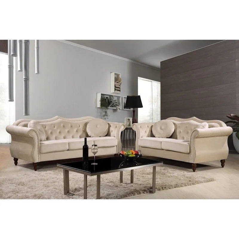 Conjunto de sala Chesterfield Carbon Classic con tachuelas, de 2 piezas