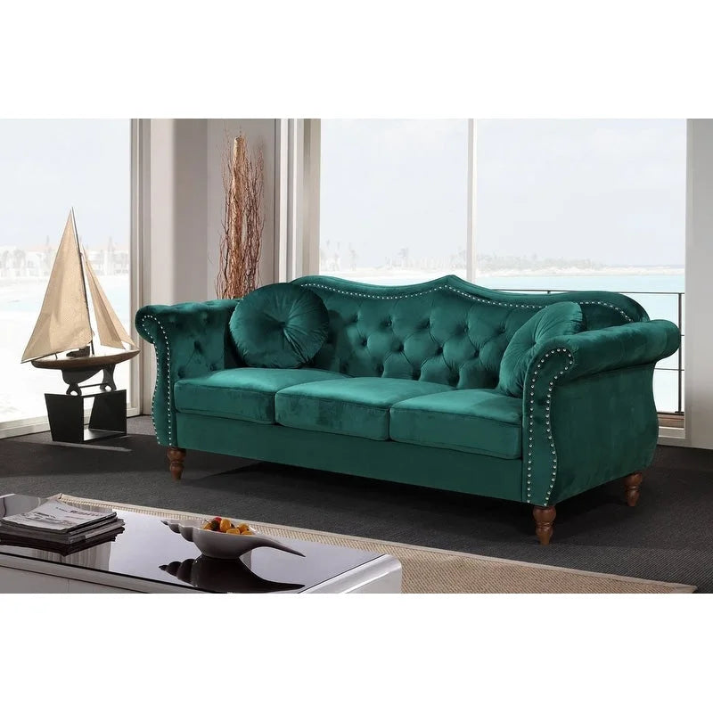 Conjunto de sala Chesterfield Carbon Classic con tachuelas, de 2 piezas