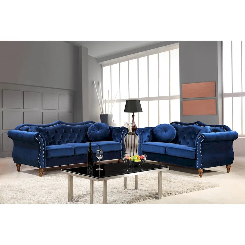Gracewood Hollow Mantel - vuosisadan puolivälin koristein koristeltu Chesterfield-sohvaryhmä