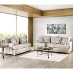 Furniture of America Nort Geçiş Tarzı Kumaş Döşemeli, Dışa Açılan Kollu 2 Parçalı Kanepe Takımı