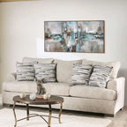Furniture of America Nort Geçiş Tarzı Kumaş Döşemeli, Dışa Açılan Kollu 2 Parçalı Kanepe Takımı
