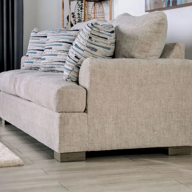 Furniture of America Nort Geçiş Tarzı Kumaş Döşemeli, Dışa Açılan Kollu 2 Parçalı Kanepe Takımı