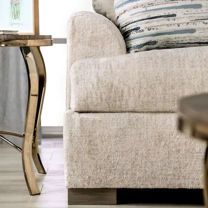 Furniture of America Nort Geçiş Tarzı Kumaş Döşemeli, Dışa Açılan Kollu 2 Parçalı Kanepe Takımı
