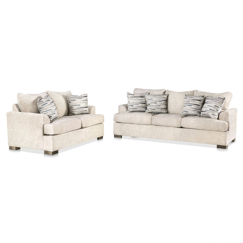Furniture of America Nort Geçiş Tarzı Kumaş Döşemeli, Dışa Açılan Kollu 2 Parçalı Kanepe Takımı
