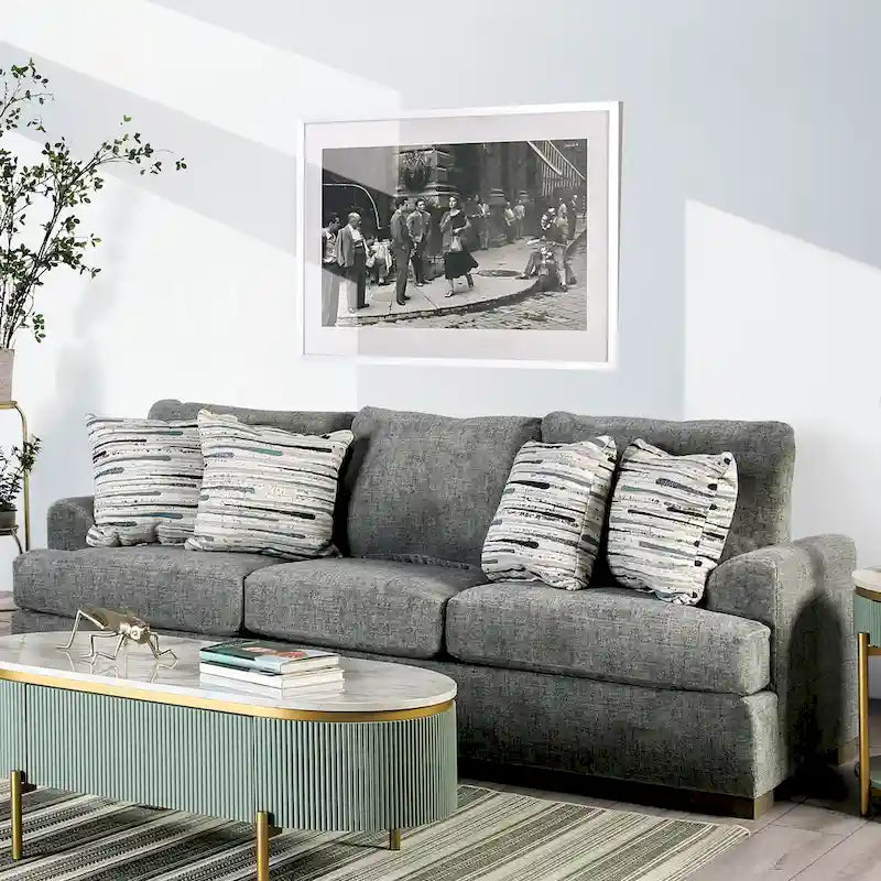Furniture of America Nort Geçiş Tarzı Kumaş Döşemeli, Dışa Açılan Kollu 2 Parçalı Kanepe Takımı