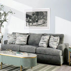 Furniture of America Nort Geçiş Tarzı Kumaş Döşemeli, Dışa Açılan Kollu 2 Parçalı Kanepe Takımı