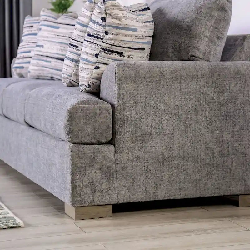 Furniture of America Nort Geçiş Tarzı Kumaş Döşemeli, Dışa Açılan Kollu 2 Parçalı Kanepe Takımı