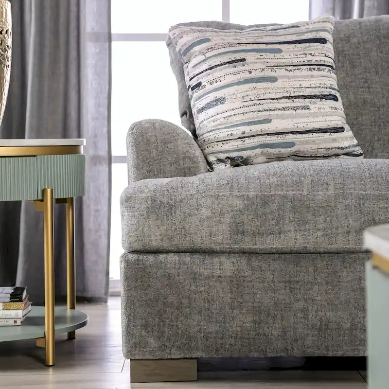 Furniture of America Nort Geçiş Tarzı Kumaş Döşemeli, Dışa Açılan Kollu 2 Parçalı Kanepe Takımı