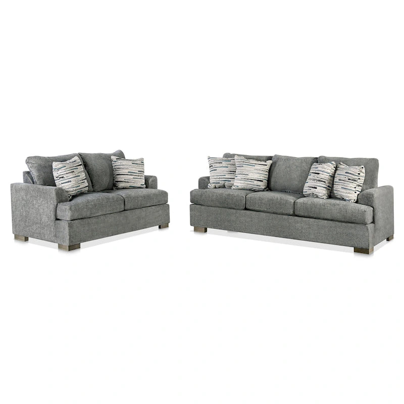 Furniture of America Nort Geçiş Tarzı Kumaş Döşemeli, Dışa Açılan Kollu 2 Parçalı Kanepe Takımı
