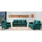 Ramos 3-teiliges Samt-Set mit Nagelkopfverzierung – Loveseat, Sofa und Sessel