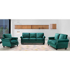Ramos 3-teiliges Samt-Set mit Nagelkopfverzierung – Loveseat, Sofa und Sessel