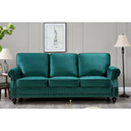 Ramos 3-teiliges Samt-Set mit Nagelkopfverzierung – Loveseat, Sofa und Sessel