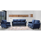 Ramos 3-teiliges Samt-Set mit Nagelkopfverzierung – Loveseat, Sofa und Sessel