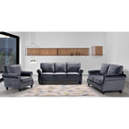 Ramos 3-teiliges Samt-Set mit Nagelkopfverzierung – Loveseat, Sofa und Sessel