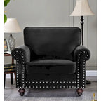 Ramos 3-teiliges Samt-Set mit Nagelkopfverzierung – Loveseat, Sofa und Sessel
