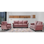 Ramos 3-teiliges Samt-Set mit Nagelkopfverzierung – Loveseat, Sofa und Sessel