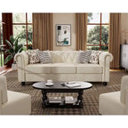 Ensemble de canapé et causeuse de style Chesterfield classique Morden Fort, revêtement en velours capitonné, 2 pièces, avec clous décoratifs, pour le salon