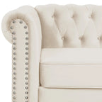 Ensemble de canapé et causeuse de style Chesterfield classique Morden Fort, revêtement en velours capitonné, 2 pièces, avec clous décoratifs, pour le salon