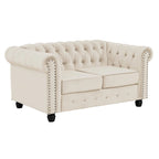 Ensemble de canapé et causeuse de style Chesterfield classique Morden Fort, revêtement en velours capitonné, 2 pièces, avec clous décoratifs, pour le salon