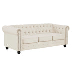 Ensemble de canapé et causeuse de style Chesterfield classique Morden Fort, revêtement en velours capitonné, 2 pièces, avec clous décoratifs, pour le salon