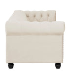 Ensemble de canapé et causeuse de style Chesterfield classique Morden Fort, revêtement en velours capitonné, 2 pièces, avec clous décoratifs, pour le salon