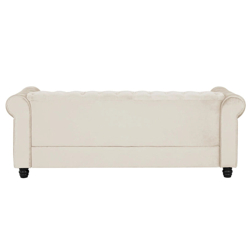 Ensemble de canapé et causeuse de style Chesterfield classique Morden Fort, revêtement en velours capitonné, 2 pièces, avec clous décoratifs, pour le salon